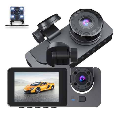 Black A2 Triple Lens Car Dash Camera Recorder Other Car Video