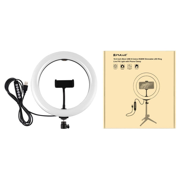 10.2 Usb Led Ring Light With Modes Cold Shoe Tripod & Phone Clamp_White Other Tripods & Supports