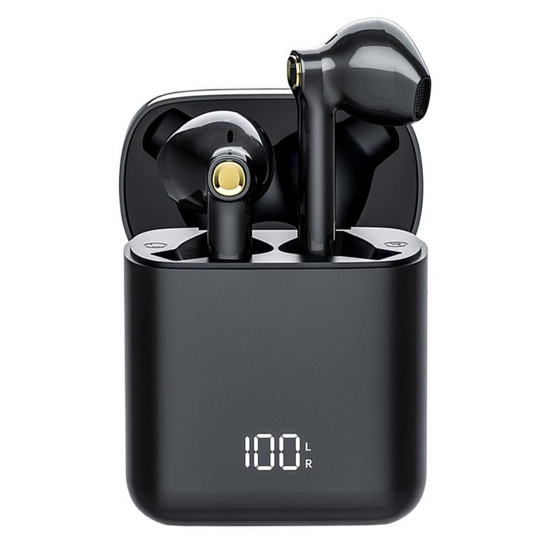 Waterproof Bluetooth Earphones With Digital Display Black Earbuds