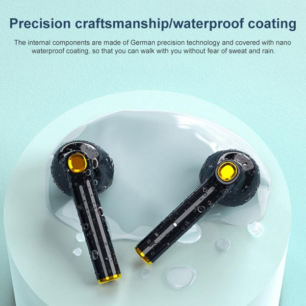 Waterproof Bluetooth Earphones With Digital Display Black Earbuds