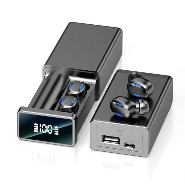 Wireless Bluetooth Earphones With Magnetic Charging Box Black Earbuds