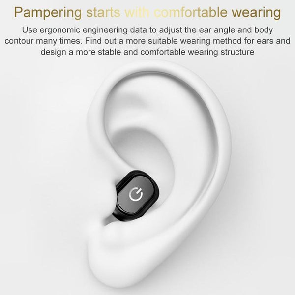 Wireless Bluetooth 5.0 Single In Ear Earphone Black Earbuds