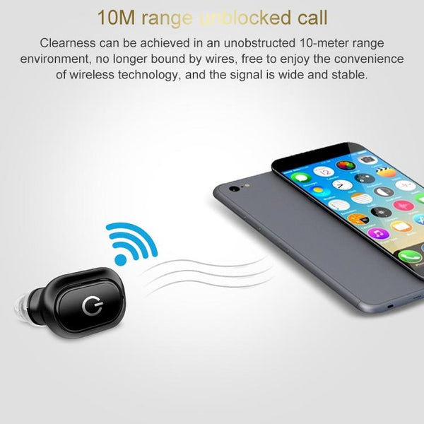 Wireless Bluetooth 5.0 Single In Ear Earphone Black Earbuds