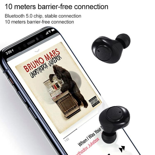 Dt 15 Wireless Two Ear Bluetooth Headset With Smart Magnetic Charging Automatic Pairing Black Earbuds