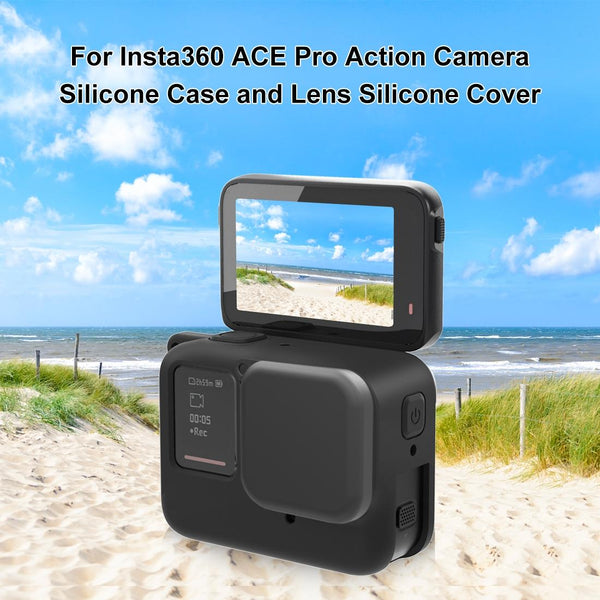 Silicone Protective Case And Lens Cap For Insta360 Ace Action Camera Camera Cases Bags & Covers