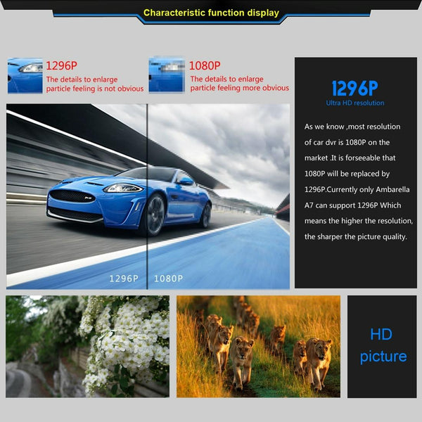 2.7 Lcd Car Dvr Camera With 170 Degree Wide Angle 2304 X 1296P Hd Screen Other Car Video