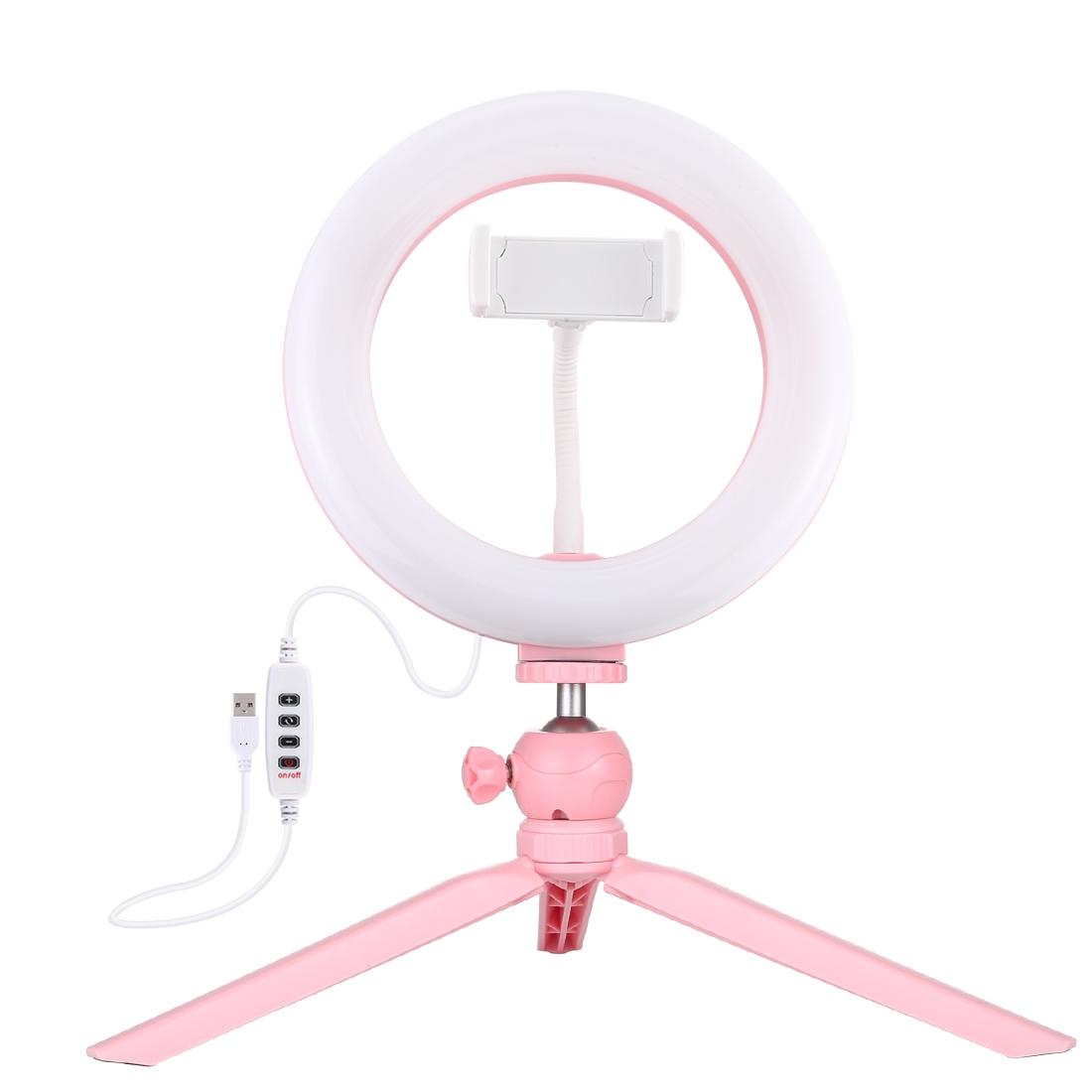 Pink 7.9 Led Ring Light With Tripod And Phone Clamp 3 Modes Dimmable Dual Colour Temperature Selfie Lights