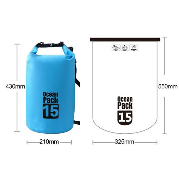 Waterproof Single Shoulder Bag Dry Sack 15L Capacity Black Dry Bags