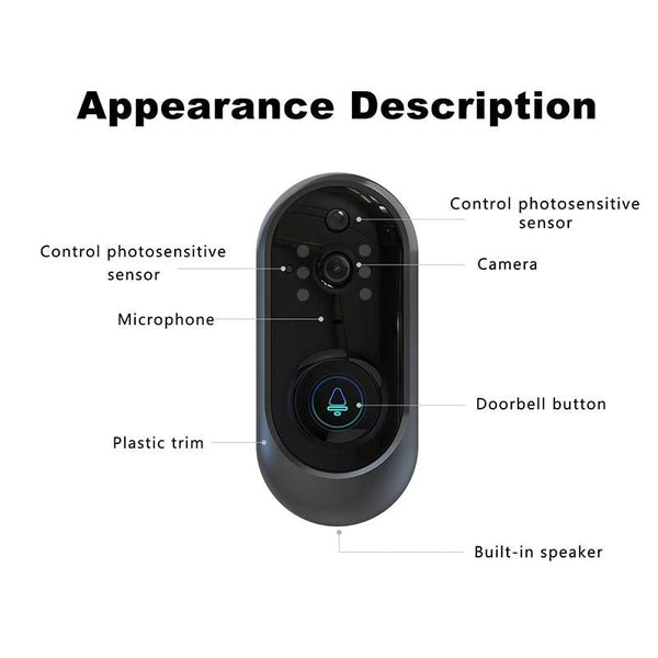 720P 6400Mah Smart Wifi Video Doorbell With Remote Monitoring And Voice Intercom Black Smart Doorbells