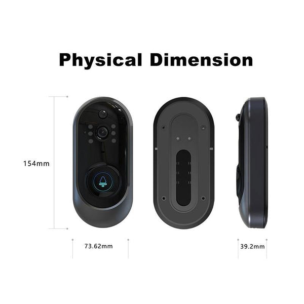 720P 6400Mah Smart Wifi Video Doorbell With Remote Monitoring And Voice Intercom Black Smart Doorbells