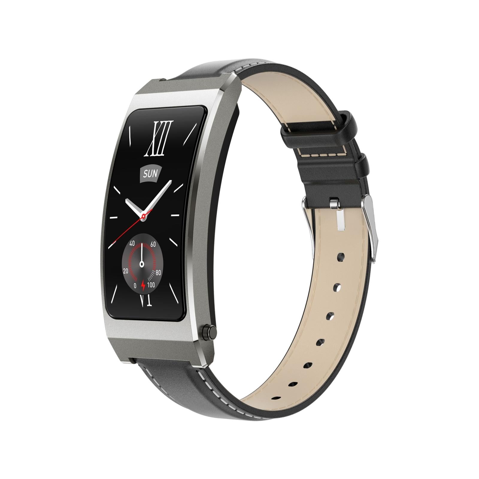 Smart Health Monitoring Bracelet With Bt Call And Leather Strap Tarnish Smart Watches