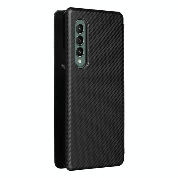 For Samsung Galaxy Z Fold4 5G Carbon Fiber Flip Leather Case Black Cases Covers & Skins