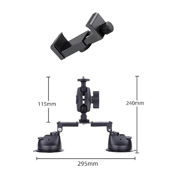 Dual Leg Suction Cup Arm Phone Clamp Mount With Connecting Rod Mounts & Holders