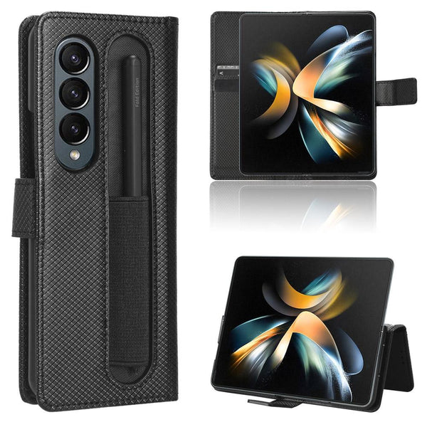 For Samsung Galaxy Z Fold4 5G Textured Leather Phone Case Black Cases Covers & Skins
