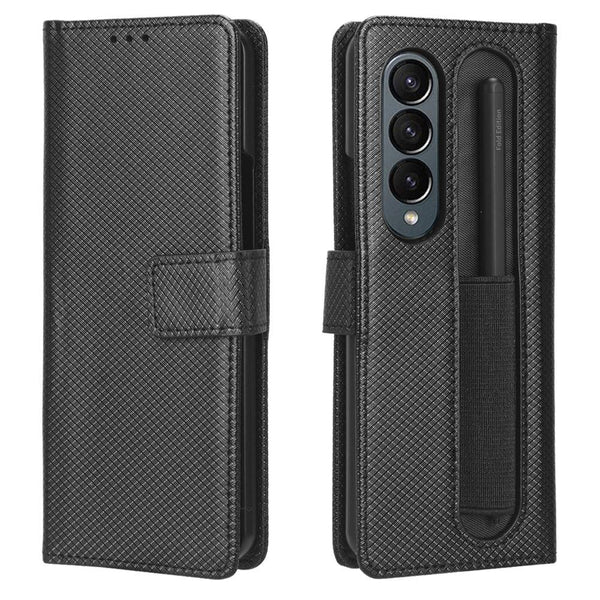 For Samsung Galaxy Z Fold4 5G Textured Leather Phone Case Black Cases Covers & Skins