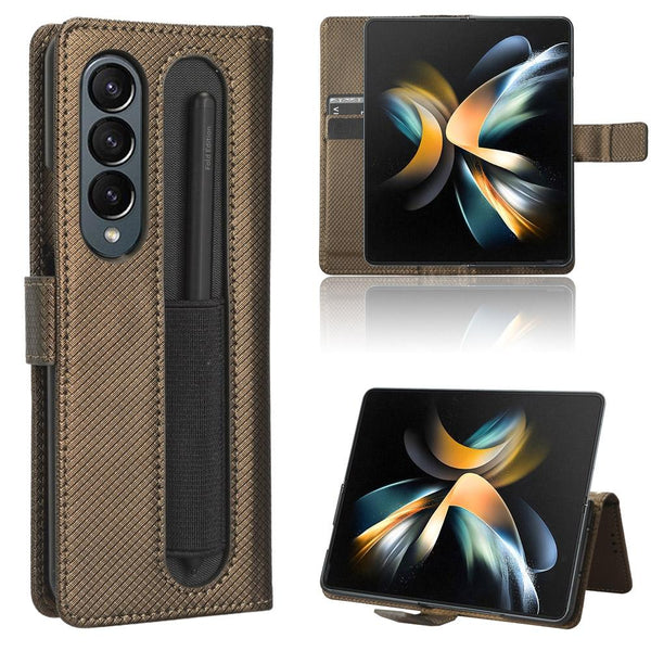 For Samsung Galaxy Z Fold4 5G Textured Leather Phone Case Black Cases Covers & Skins