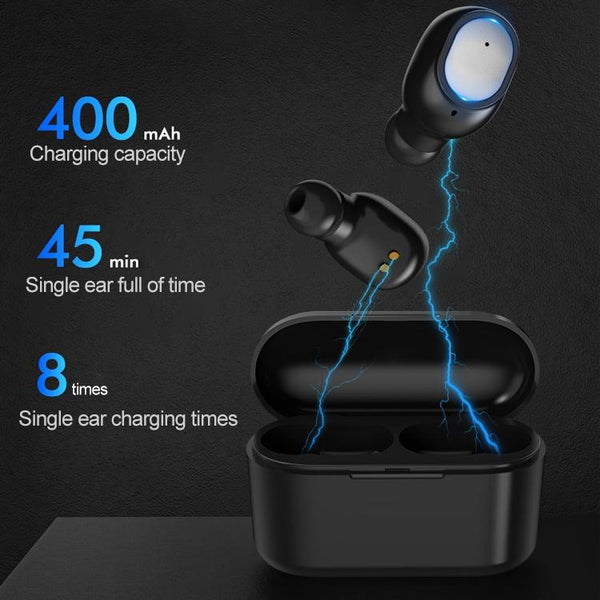 Wireless Bluetooth 5.0 Earphones Binaural Stereo Automatic Pairing Black Earbuds