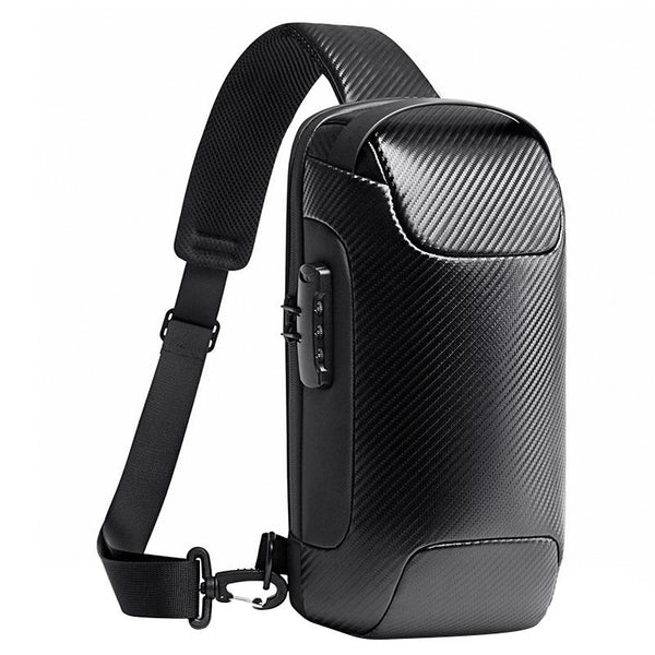 Carbon Fiber Anti Theft Waterproof Crossbody Chest Bag Men Women 34 X 18 10Cm Black Bags