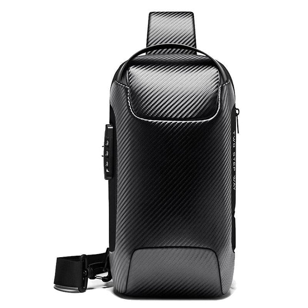 Carbon Fiber Anti Theft Waterproof Crossbody Chest Bag Men Women 34 X 18 10Cm Black Bags