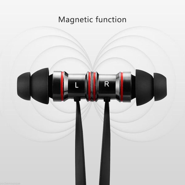 Waterproof Magnetic Sport With Mic Wireless Bluetooth V4.1 Black Earbuds