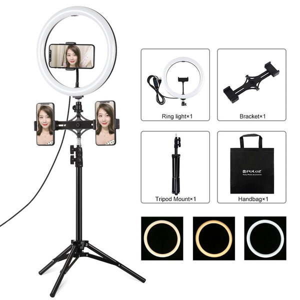 11.8 Inch Led Ring Light With Tripod And Dual Phone Brackets For Vlogging Tripods & Monopods