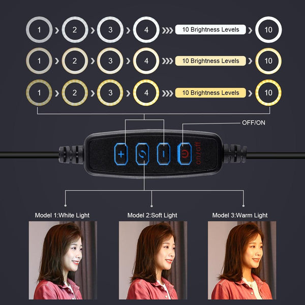 11.8 Inch Led Ring Light With Tripod And Dual Phone Brackets For Vlogging Tripods & Monopods