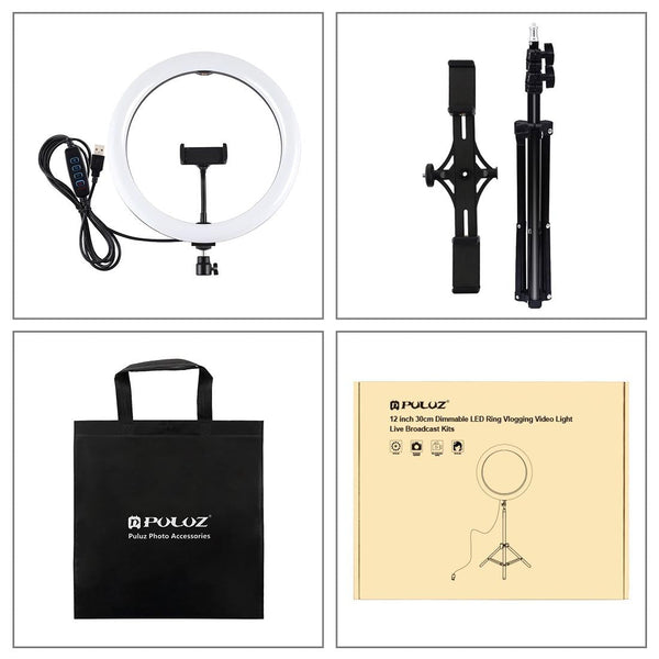 11.8 Inch Led Ring Light With Tripod And Dual Phone Brackets For Vlogging Tripods & Monopods