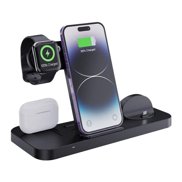 6 In 1 Foldable Vertical Wireless Charger Black Chargers & Cradles