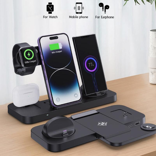 6 In 1 Foldable Vertical Wireless Charger Black Chargers & Cradles