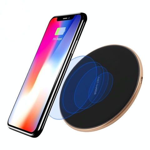 Round Shape Wireless Charger Fast Charging Black+Gold Chargers & Cradles