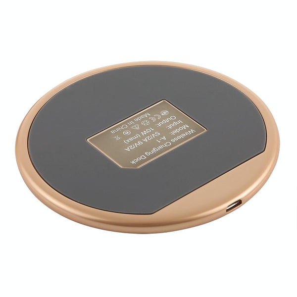 Round Shape Wireless Charger Fast Charging Black+Gold Chargers & Cradles