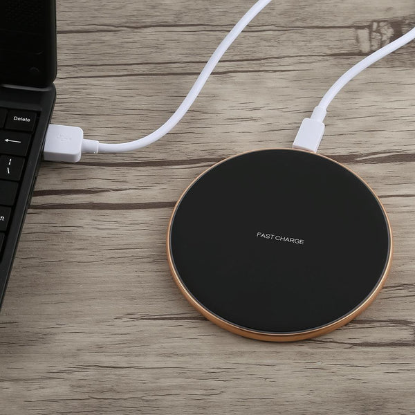 Round Shape Wireless Charger Fast Charging Black+Gold Chargers & Cradles