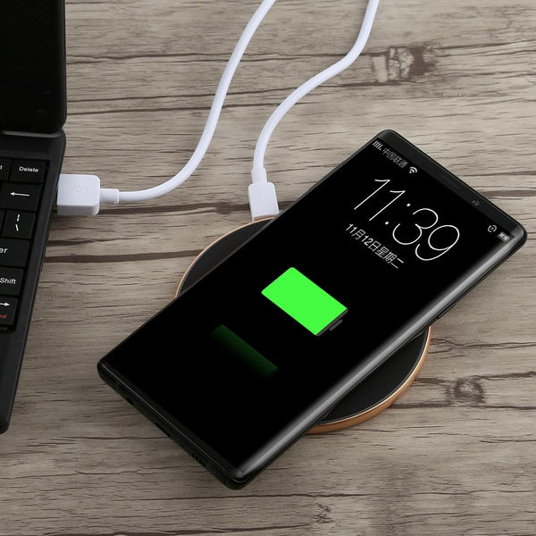 Round Shape Wireless Charger Fast Charging Black+Gold Chargers & Cradles