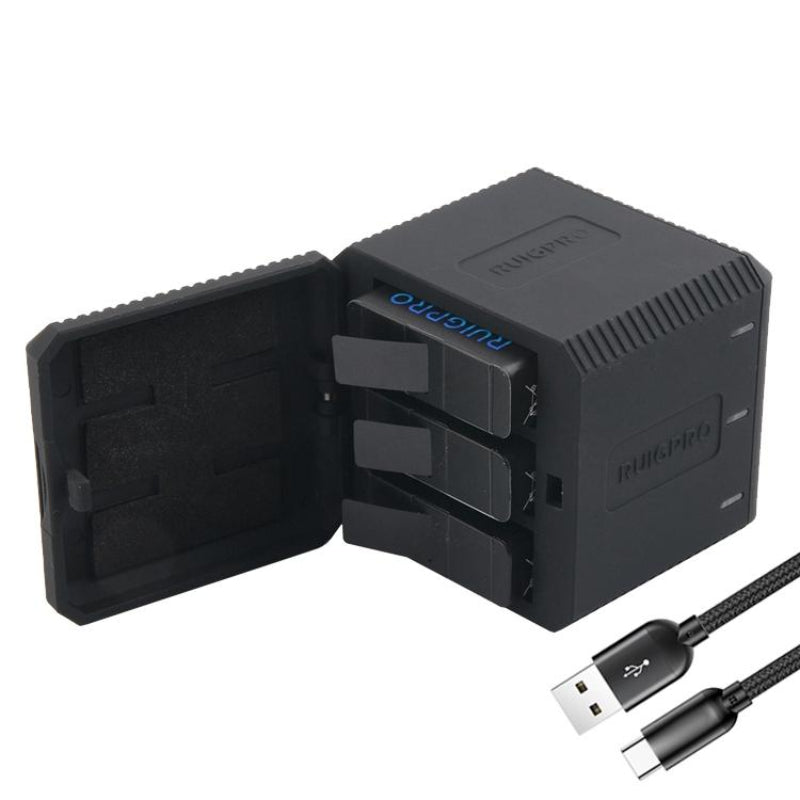 Triple Usb Charger Box For Gopro Hero6 And Hero5 With Led Indicator Cable Chargers & Cradles