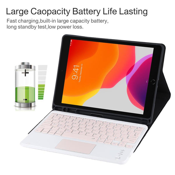 Bluetooth Keyboard & Tablet Case For Ipad 10.2 / Air 2019 Detachable Touch Pad Pen Slot Holder Pink Leather Black Keyboards