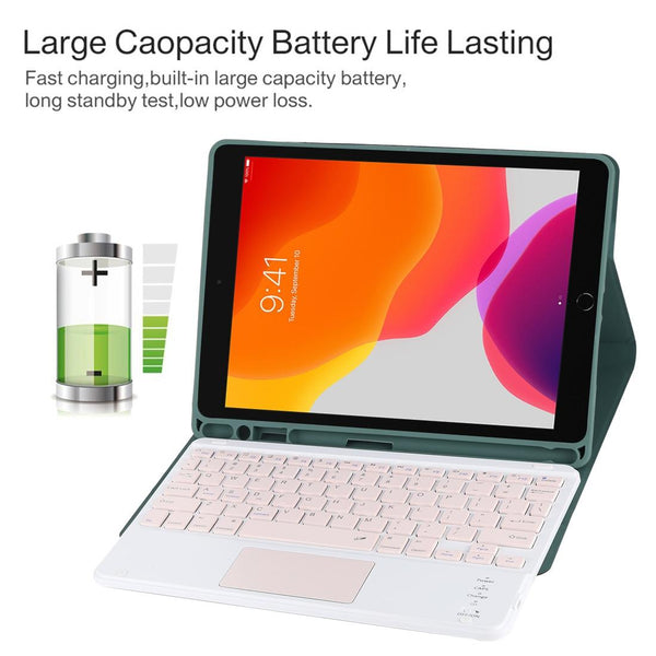 Bluetooth Keyboard & Tablet Case For Ipad 10.2 / Air 2019 Detachable Touch Pad Pen Slot Holder Pink Leather Black Keyboards