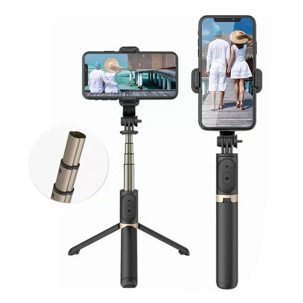 Bluetooth Remote Selfie Stick With Tripod And Phone Holder_Black Selfie Sticks