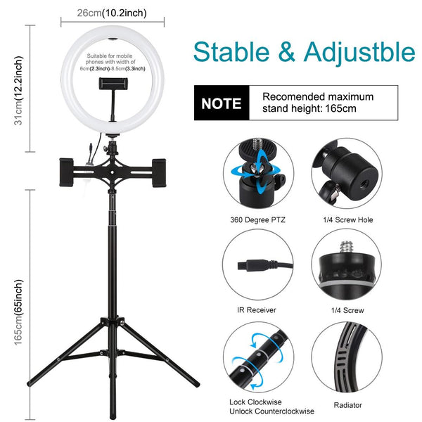 10.2 Inch Rgbw Led Ring Light Kit With Tripod And Phone Mount For Audio Video Use Other Lighting & Studio