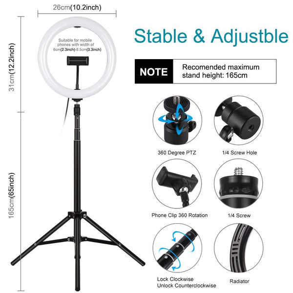 10.2 Inch 26Cm Ring Light Kit With Tripod Usb Dual Colour Phone Clamp Remote Other Lighting & Studio