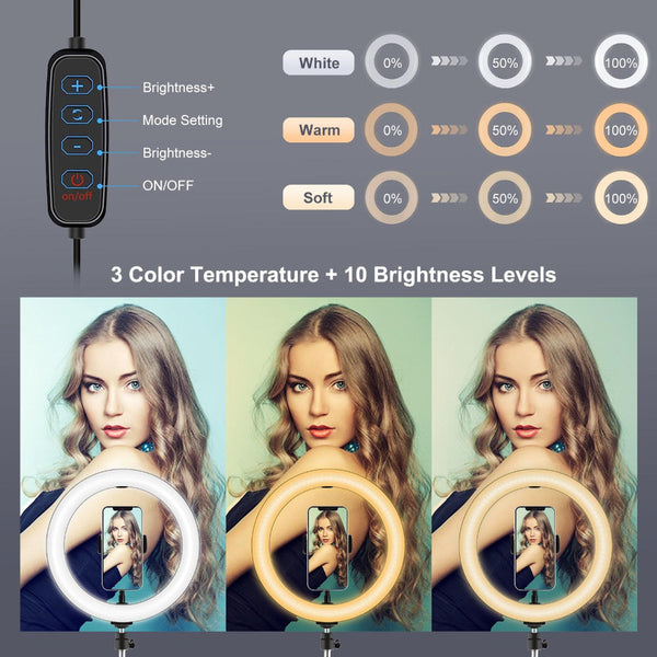 10.2 Inch 26Cm Ring Light Kit With Tripod Usb Dual Colour Phone Clamp Remote Other Lighting & Studio