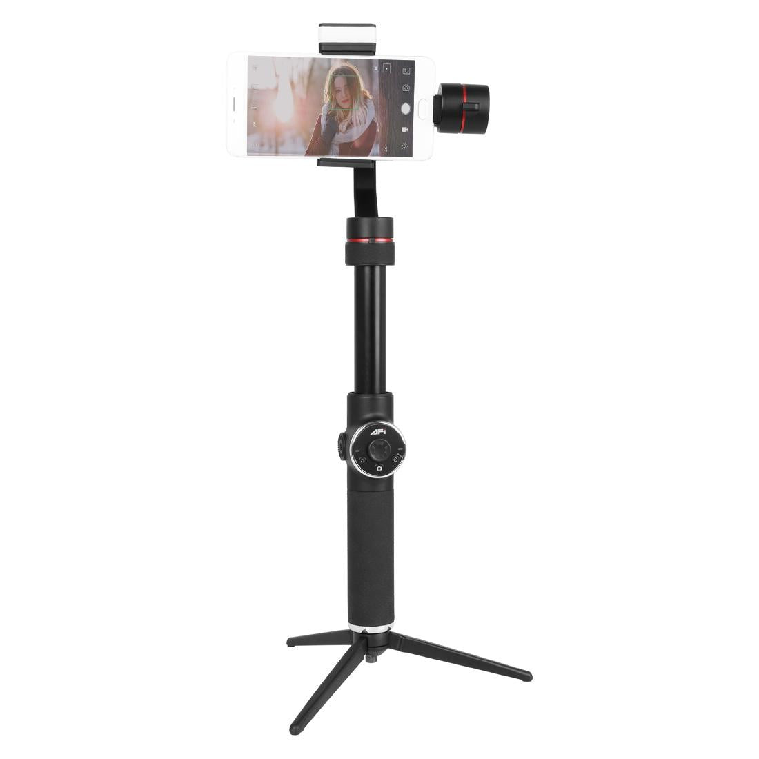 3 Axis Gimbal Stabilizer With Tripod Mount & Fill Light For Smartphones Black Stabilizers