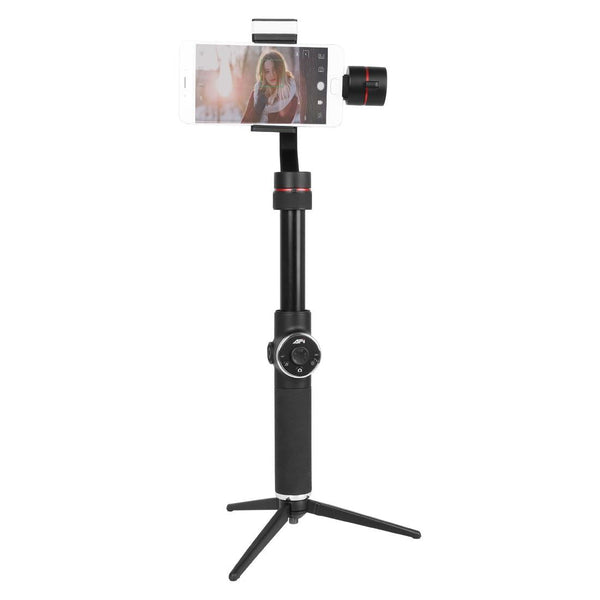 3 Axis Gimbal Stabilizer With Tripod Mount & Fill Light For Smartphones Black Stabilizers