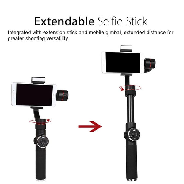 3 Axis Gimbal Stabilizer With Tripod Mount & Fill Light For Smartphones Black Stabilizers