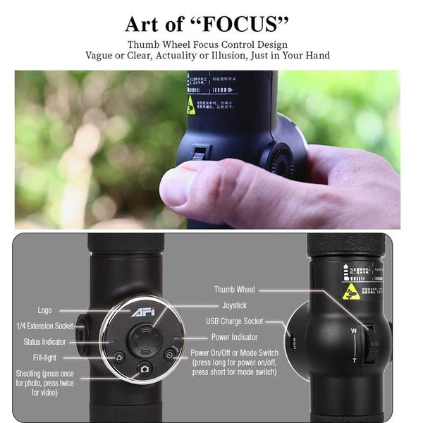 3 Axis Gimbal Stabilizer With Tripod Mount & Fill Light For Smartphones Black Stabilizers