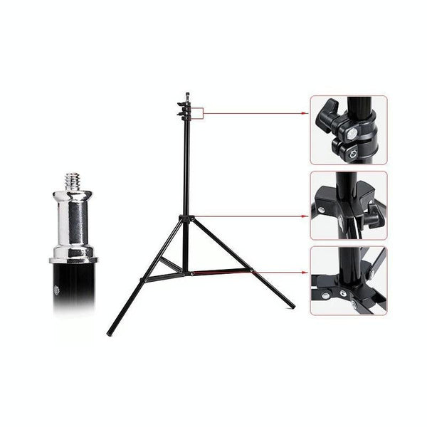 Aluminum Light Stand For Studio Flash Photography Equipment Height 1.9 Metres Black Light Stands & Booms