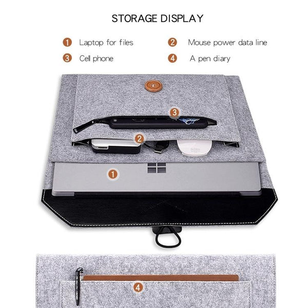 Parallel Deals Versatile Felt Laptop Inner Bag With Button Closure Black Laptop Cases & Bags
