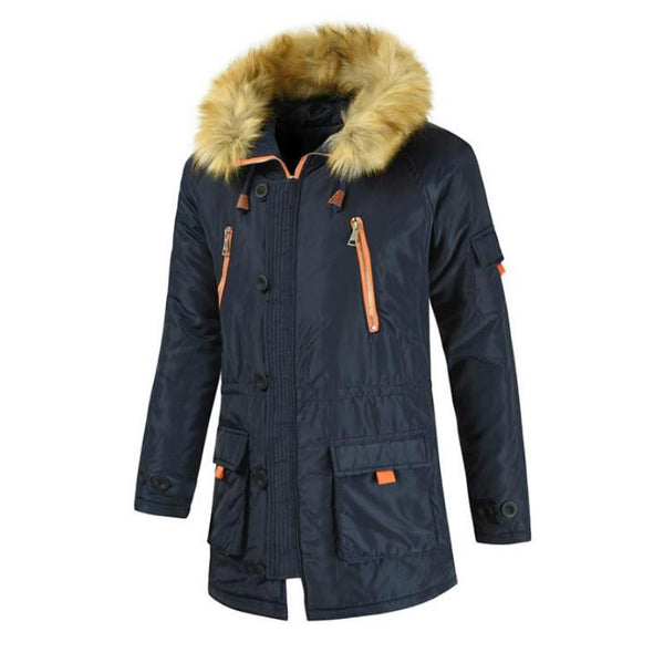 Long Section Cotton Suit Men Plus Velvet Thick Warm Jacket Large Fur Collar Coat Lovers Size Xxxl Navy Coats Jackets & Vests