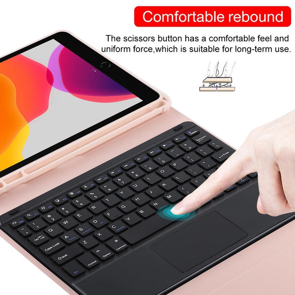 Bluetooth Keyboard & Tablet Case For Ipad 10.2 / Air 2019 Detachable Touch Pad Pen Slot Holder Microfiber Leather Black Keyboards