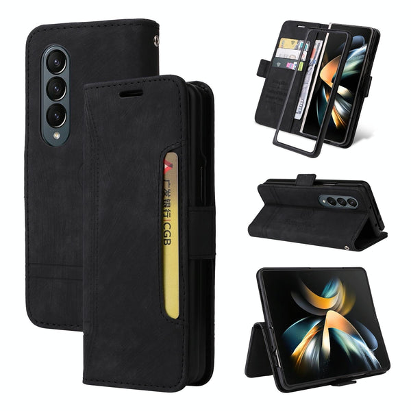For Samsung Galaxy Z Fold4 5G Leather Dual Buckle Phone Case Black Cases Covers & Skins