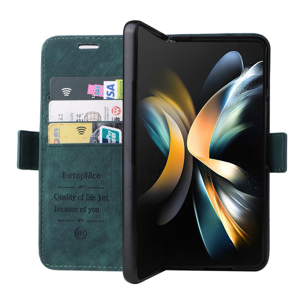 For Samsung Galaxy Z Fold4 5G Leather Dual Buckle Phone Case Black Cases Covers & Skins